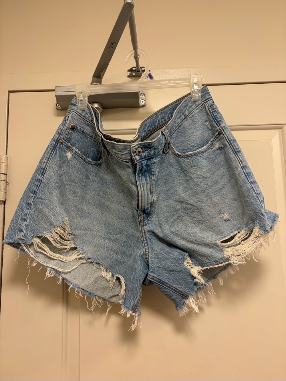 Abercrombie & Fitch Light Blue Distressed Denim Cutoff Shorts